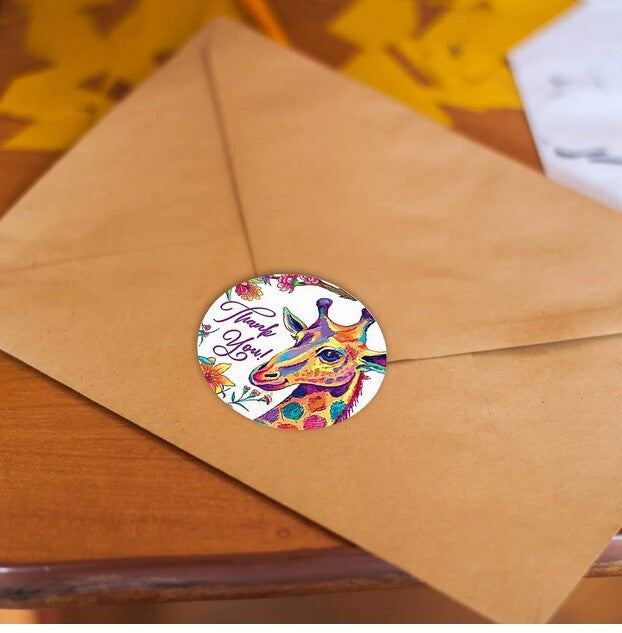 Round Labels 'Thank You' Animals Nature Gift Craft Food Stickers 2.5cm