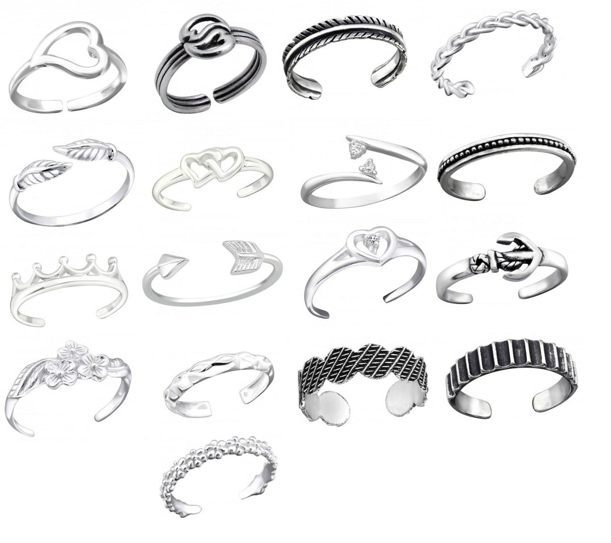 925 Sterling Silver Adjustable Midi Ring Finger Stackable Toe Ring Jewellery #2