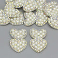 Rhinestone Pearl Double Heart Patch Alphabet Letter Customise Clothes 21x34mm