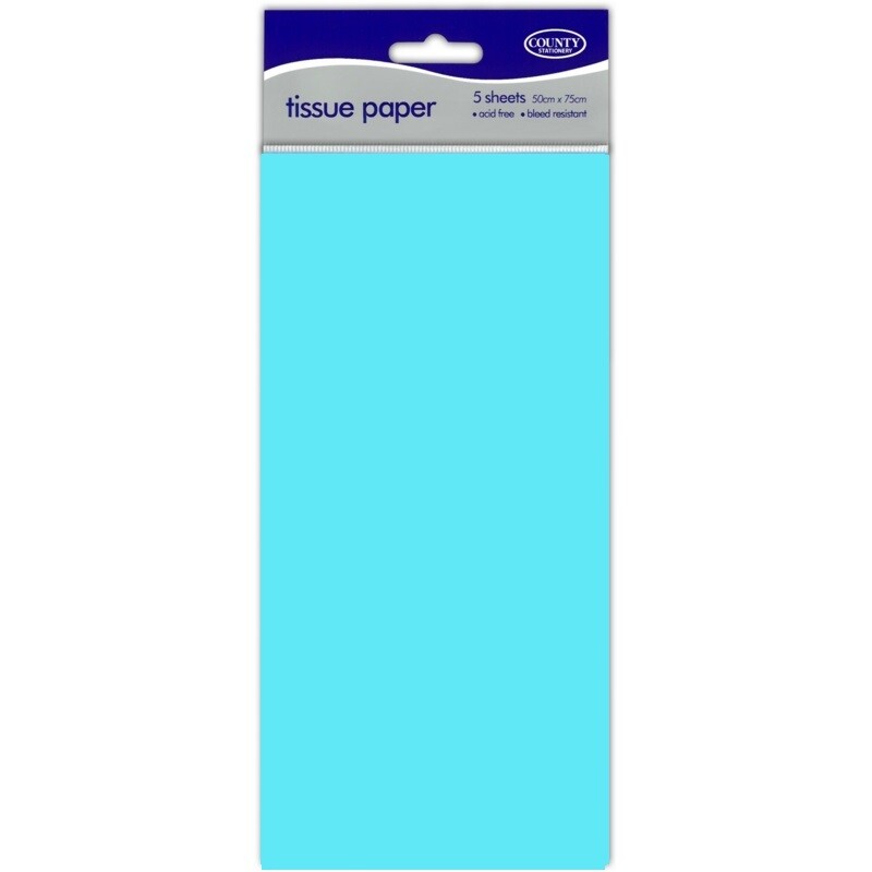 Large 5 Sheets Tissue Paper High Quality Acid Free 50cm x 75cm Craft Wrap Gift - Light Blue
