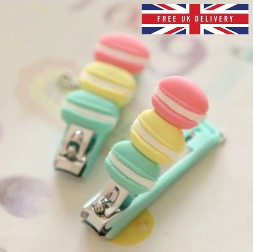 French Macaron Nail Clippers with Keychain Manicure Pedicure Fashion Kawaii