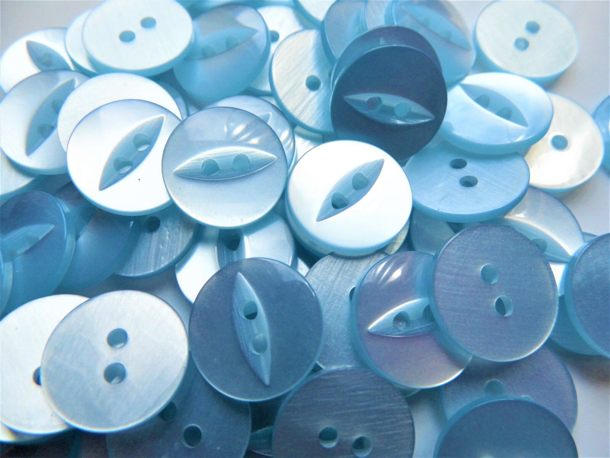 Fish Eye Buttons - 27 Colours 11.5mm 14mm 16mm 19mm - Eyed Buttons Baby Buttons - Light Blue