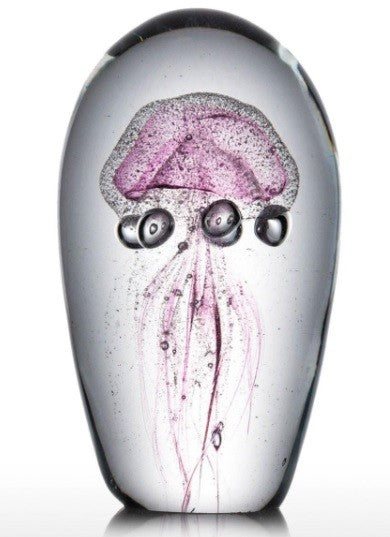 Large Hand Blown Glass Jellyfish Ornament Paperweight Gift Glassware Unique - Pink