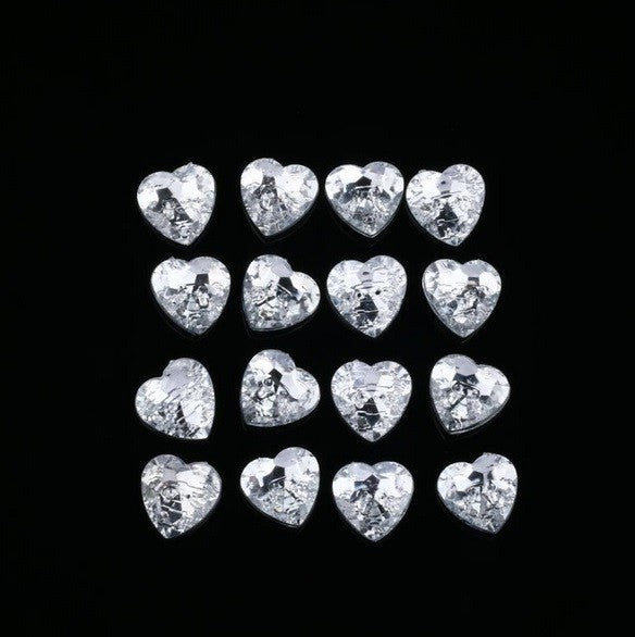 Diamante Heart Crystal Buttons Gem Hearts 2 Hole Sewing Craft 20/50/100/200