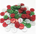 13mm, 15mm or 19mm Glitter Sparkly Buttons - Round - 2 Hole - Sewing - Craft - Christmas Mix