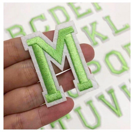 Lime Green Letter Patch Patches Iron or Sew on Alphabet Embroidery Customise