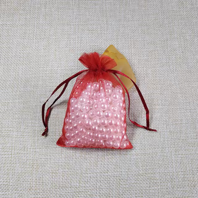 Organza Gift Bag Jewellery Wedding Favour Packing Supplies Bags 7x8.5cm - Red