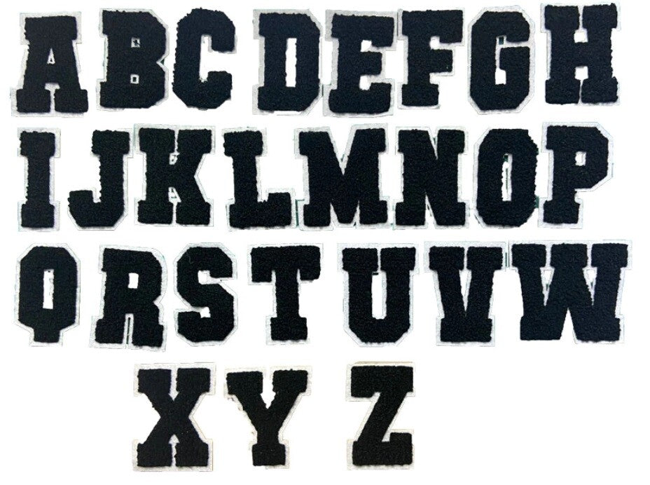 7cm Large 3D Black & White Varsity Chenille Patch Letter Patches Sew on Alphabet