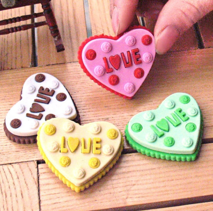 Cute Love Heart Cookie Japanese Eraser Rubber Stationery School Kawaii Collectable