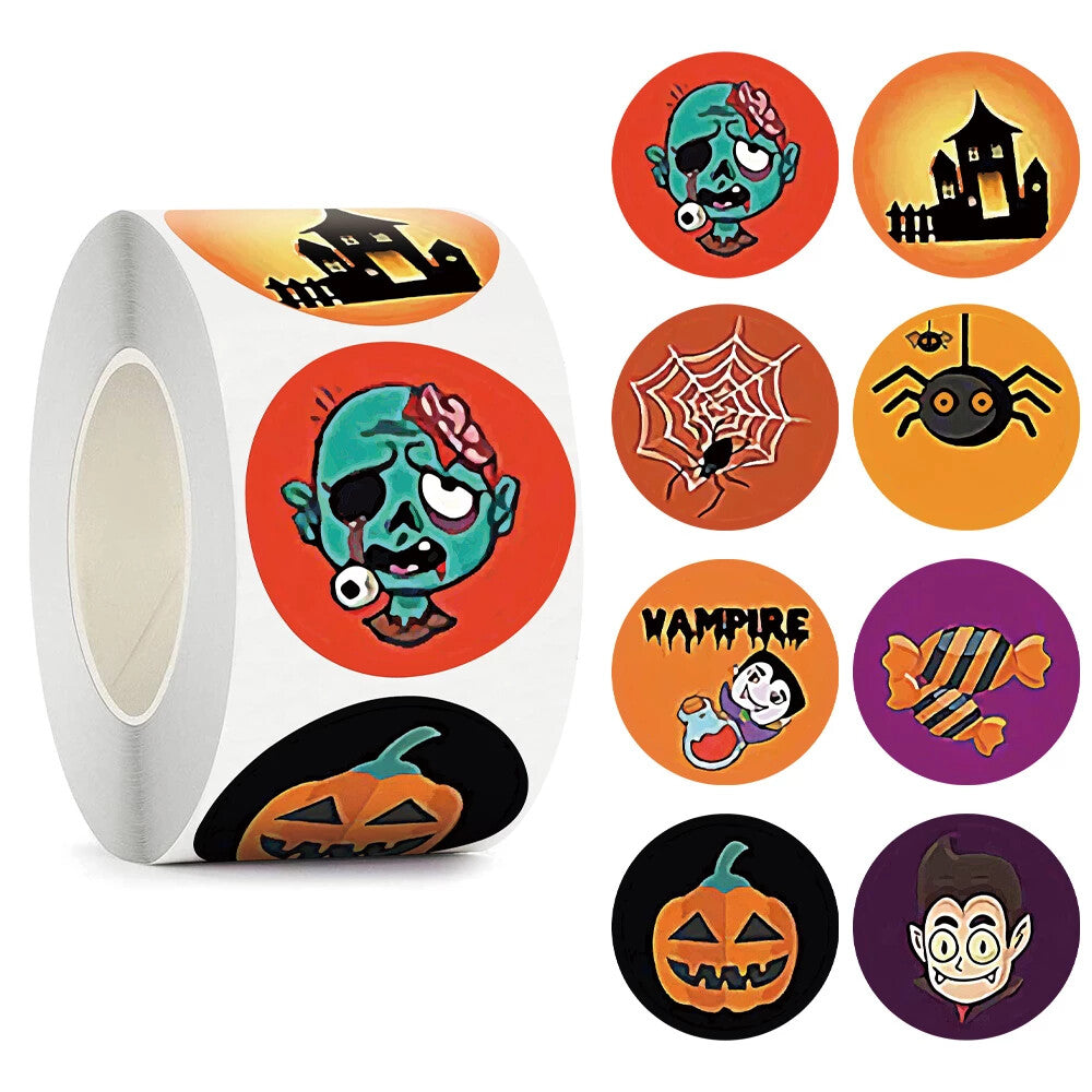 Halloween Witch Cat Ghost Stickers Labels Sticker Label Craft 25mm - Design 2
