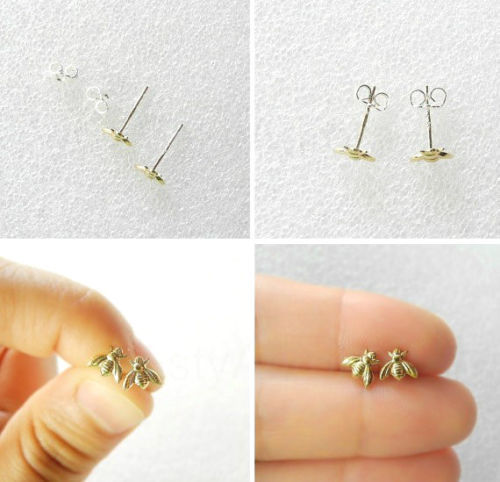 Cute Tiny Honey Bee Bumblebee Nature Earrings Studs in a Mini Gift Box