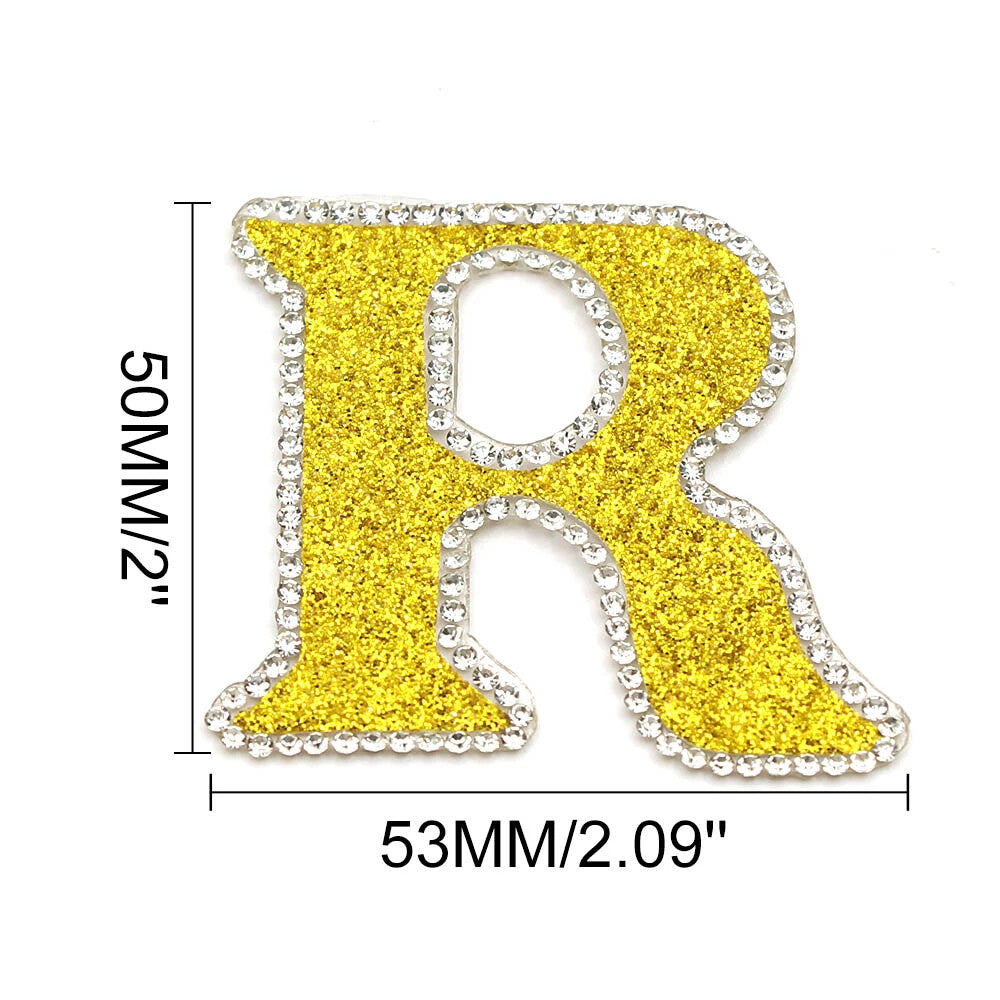 3D Multicoloured Pink Gold Glitter Letter Patch Iron on Alphabet Patches 5cm