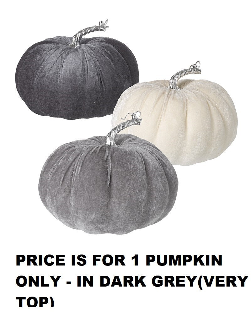 Velvet Pumpkin Halloween Pumpkins Ornament Prop Party Autumn Decoration Craft - 1 Single Pumpkin - Dark Grey - 20x20x18cm