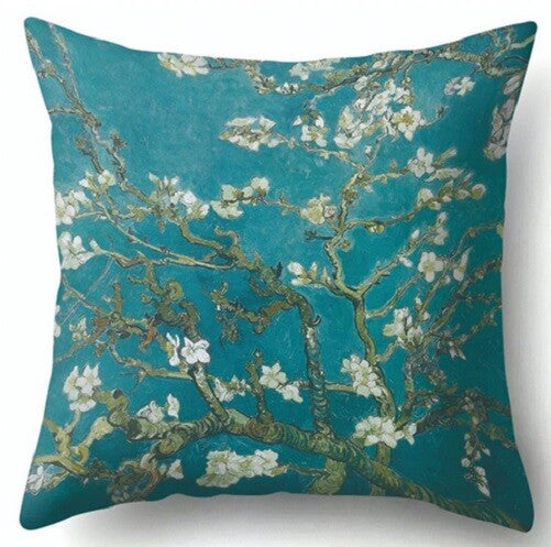 ARTIST VAN GOGH STARRY NIGHT BLOSSOM OIL PAINTING CUSHION COVERS 45x45cm - Almond Blossoms