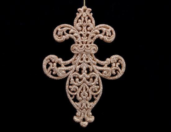 Regency Regal Fleur De Lys Gold Glitter Christmas Traditional Decoration