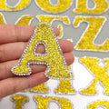 3D Rhinestone Gold Glitter Letter Patch Iron on Alphabet Patches 5cm