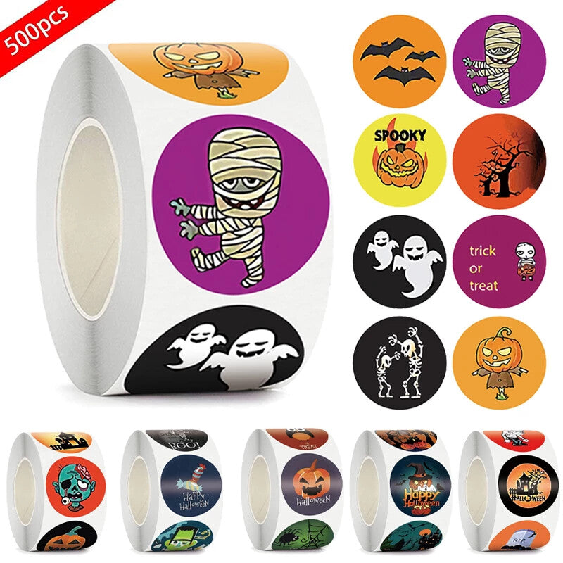 Halloween Witch Cat Ghost Stickers Labels Sticker Label Craft 25mm