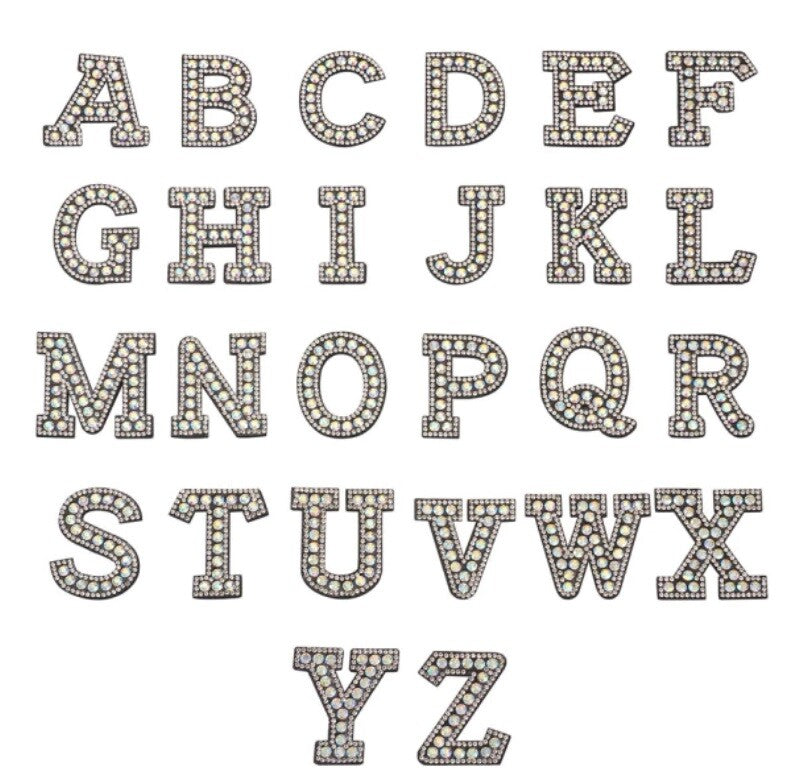 Rhinestone Letter Patch Patches Glue Sew Alphabet Embroidery Letters