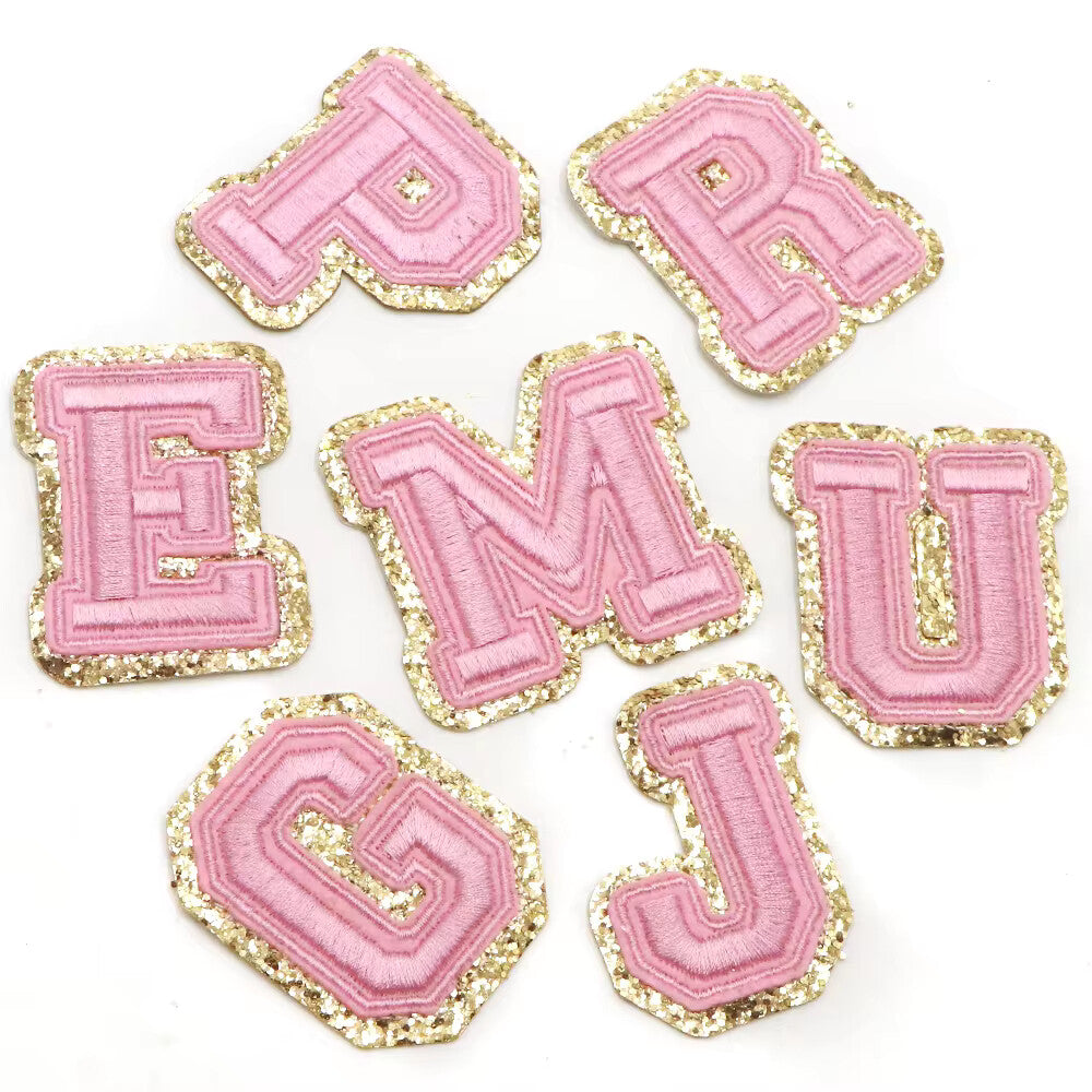 3D Gold & Coloured Patch Embroidered Letter Patches Iron on Alphabet 6cm