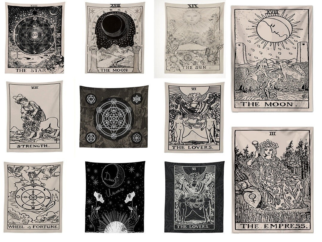 Tarot Wall Art Hanging Fabric Astral Throw Altar Cloth Wiccan Gothic Pagan Gift