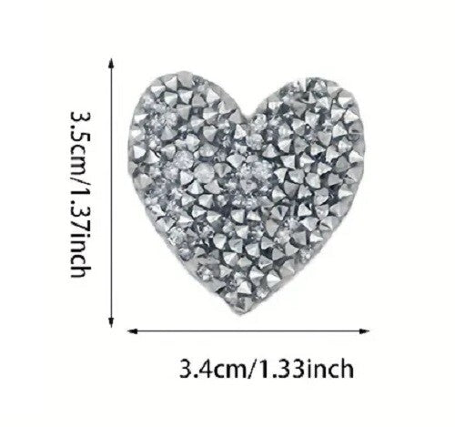 Rhinestone Sparkle Star Heart Patch Iron on Alphabet Stars Hearts Glitter - Heart 3.5cm