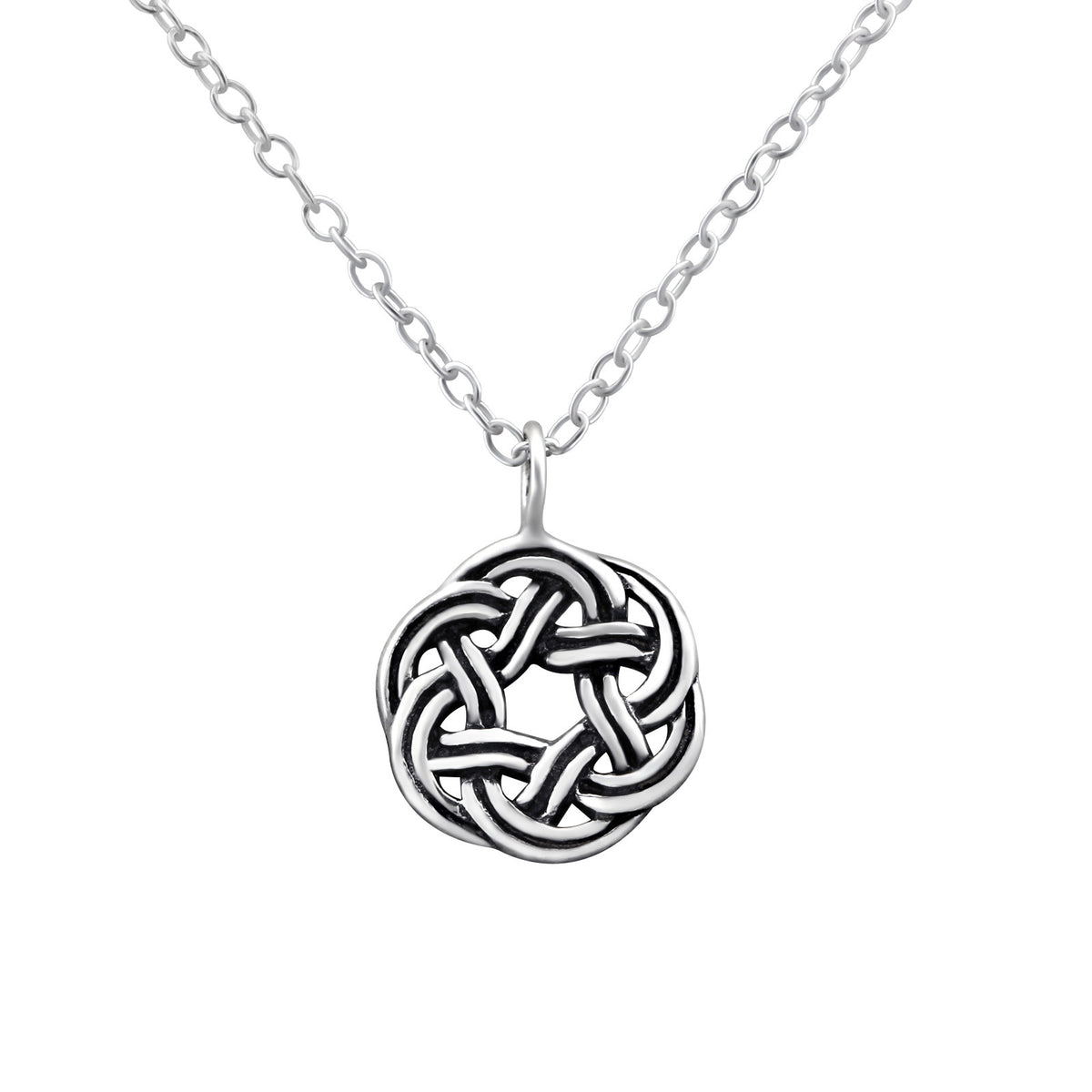 925 Sterling Silver Celtic Knot Love Heart Triangle Necklace & Gift Bag - Knot 1