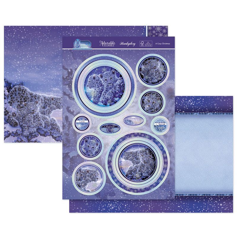 Hunkydory Christmas Card Making Kits Festive Xmas Luxury Topper Set Pack Toppers - A Cosy Christmas Moonlight