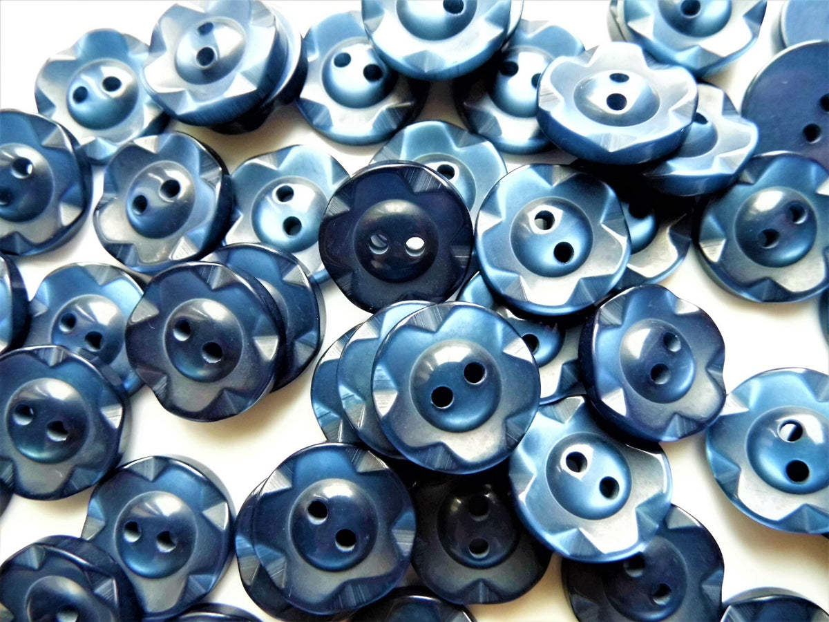 Fruit Gum Baby Buttons Dished Edge 11mm 14mm 16mm Dish Edged Button - Navy