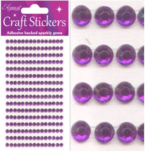 3D Stickers Craft Pearl Dots Sparkly Glitter Gem Craft Card Craft Self Adhesive - 4mm Amethyst (240 gems)