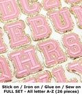 3D Pink & Gold Patch Embroidered Letter Patches Iron on Alphabet 7cm