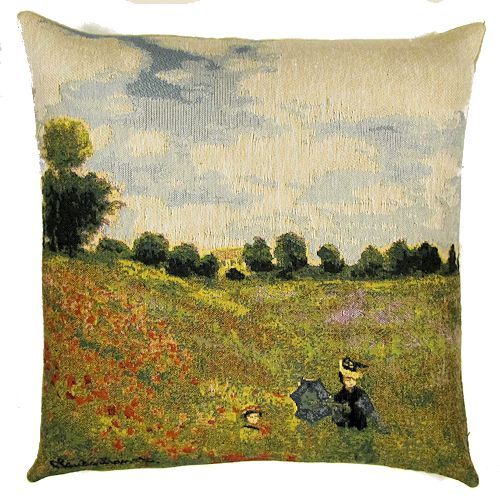 MONET POPPIES LA MAISON BELGIAN TAPESTRY CUSHION COVERS 14"x14" - Poppies Field