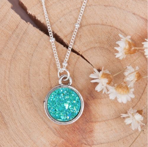 Druzy Crystal Pendant Necklace Reiki Healing Chakra Stone Spiritual