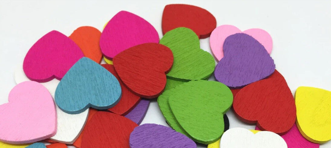 Coloured Wooden Heart Embellishments Craft Wedding Card Making Scatter 18mm