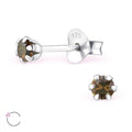 925 Sterling Silver Crystal Studs Earrings Choice of Colours 083 - Bronze Shade