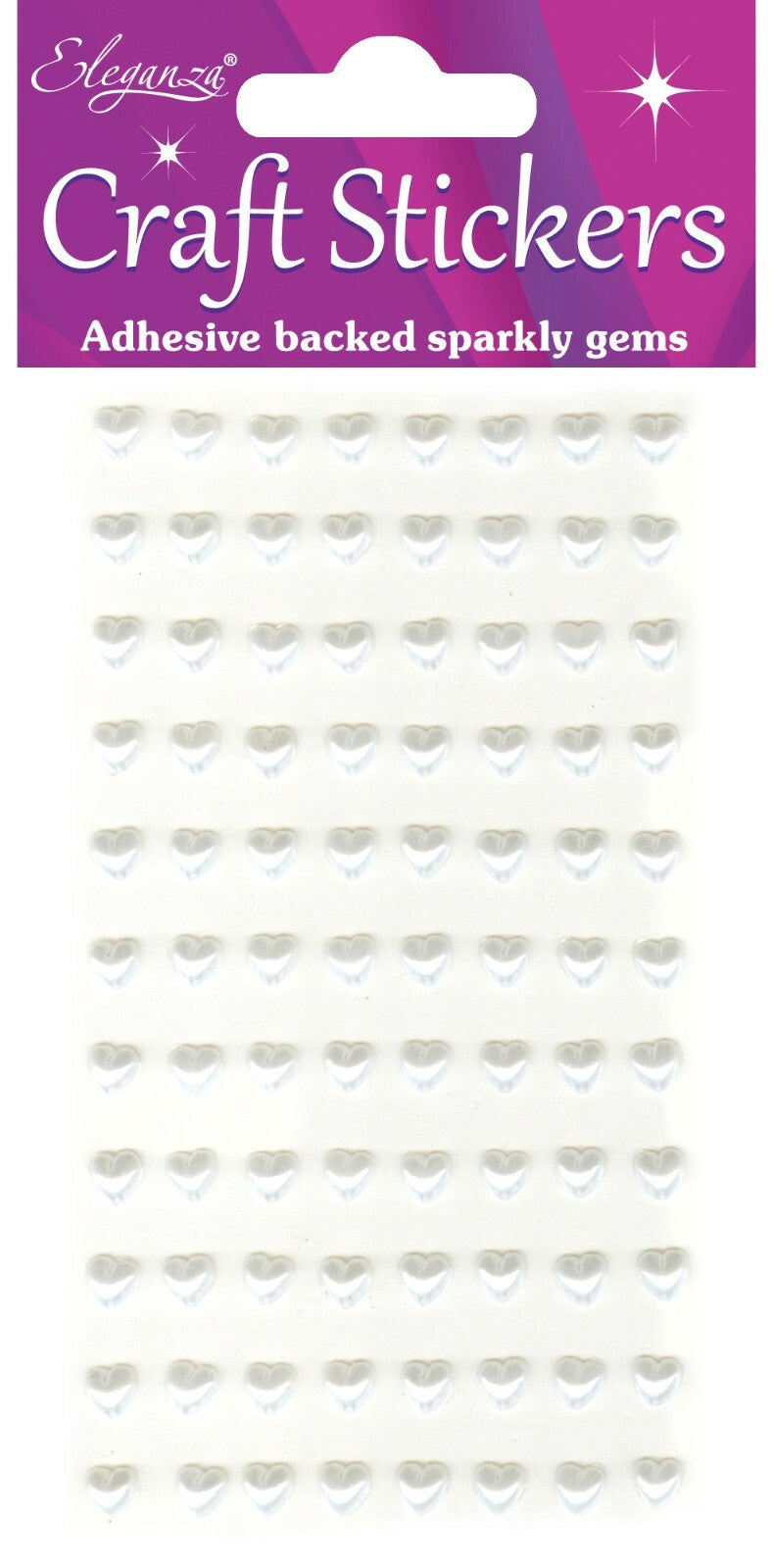 Self Adhesive Pearl Heart Gems 3D Stickers Craft Wedding Sheet of 88 Hearts 6mm - Pearl White