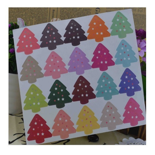 Multi-Coloured Christmas Tree Labels Gift Seal Christmas Present Stickers