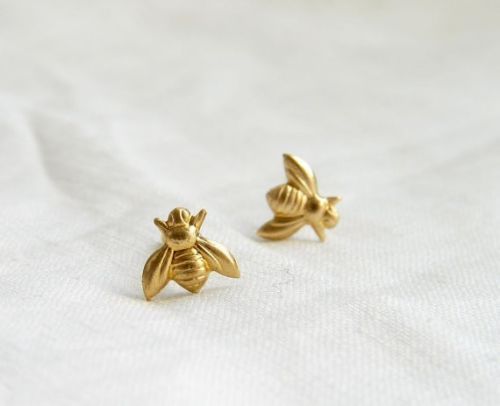 Cute Tiny Honey Bee Bumblebee Nature Earrings Studs in a Mini Gift Box