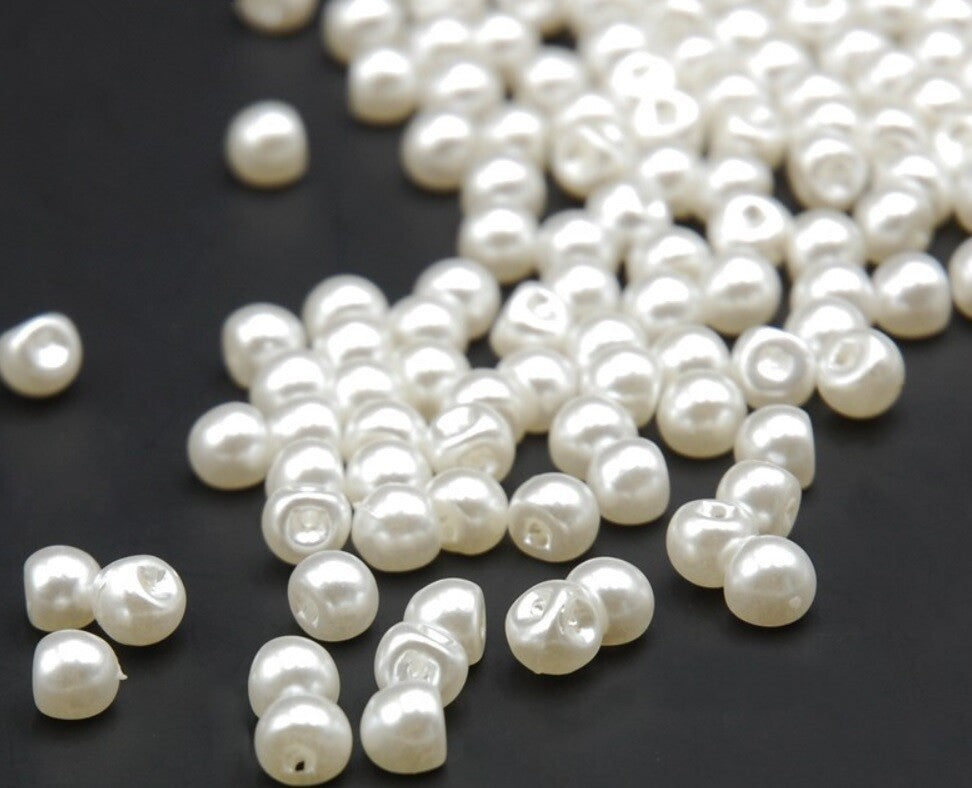 White or Ivory Pearl Bead Buttons Sideways Shank Buttons 6, 8, 10, 12, 14, 16mm - White