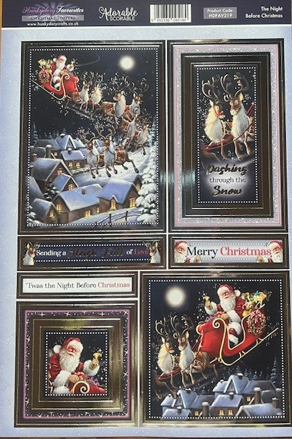 Hunkydory Christmas A4 Card Die Cut Topper Sheet Luxury Toppers for Craft Cards - The Night Before Christmas