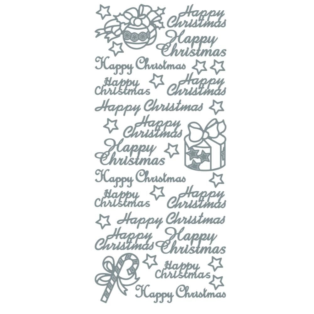 Merry Christmas Happy Christmas Peel Off Sticker Card Making Craft Stickers - Christmas Silver (1.1661)