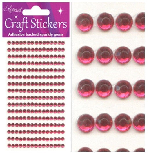 3D Stickers Craft Pearl Dots Sparkly Glitter Gem Craft Card Craft Self Adhesive - 4mm Hot Pink (240 gems)