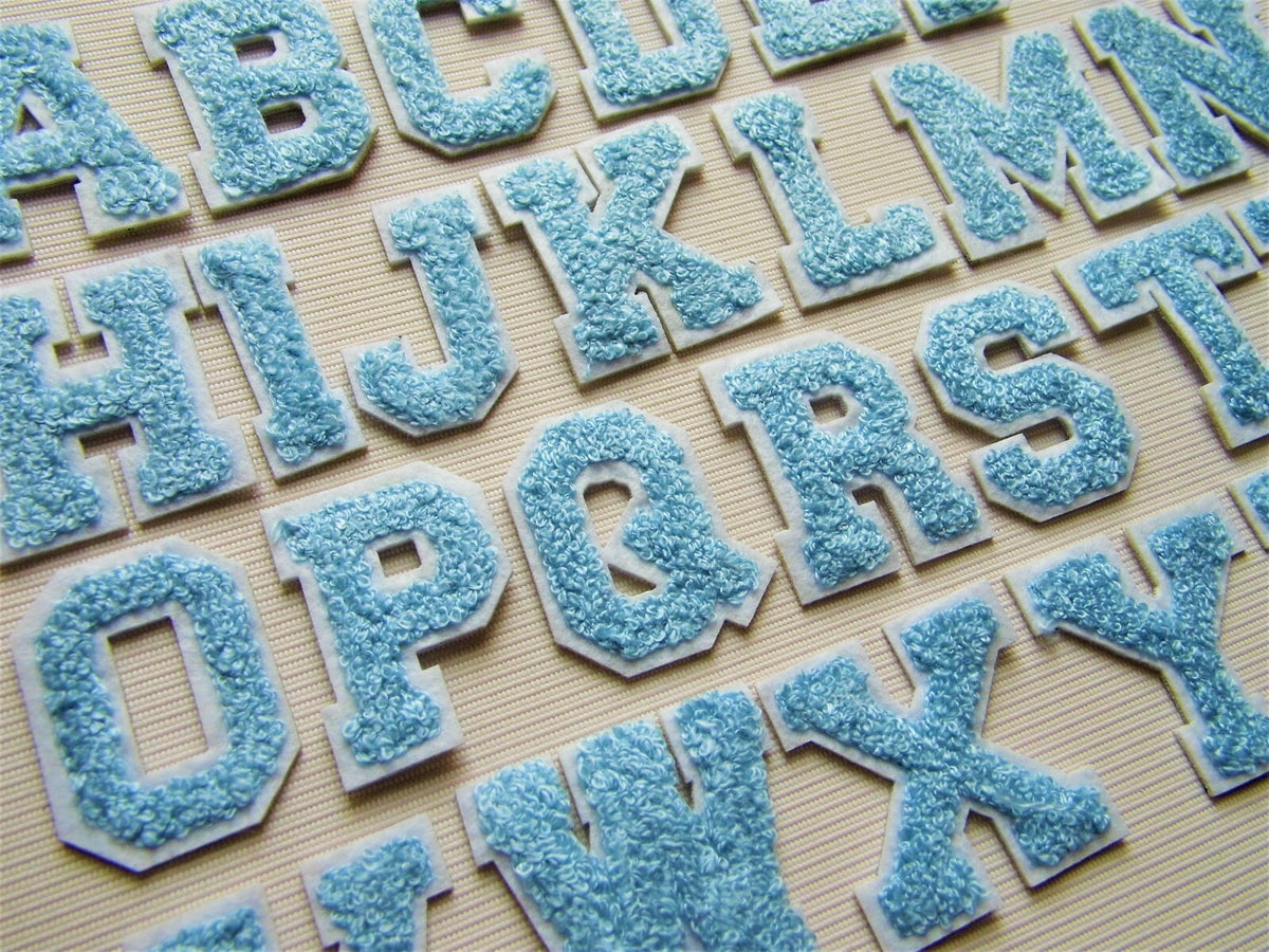 3D Blue Varsity Chenille Patch Letter Patches Iron Sew on Alphabet 5cm