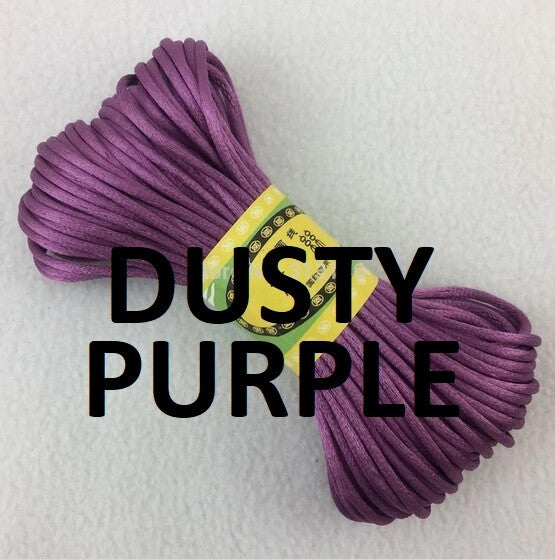 Cord Silky Satin Kumihimo Braiding Rattail Macrame 2mm Thick 5/10/20 Meter - Dusty Purple