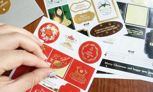 Christmas Gift Seal Stickers Merry Christmas Happy New Year Mix of Designs