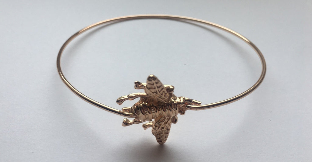 Gold Bumblebee Insect Honey Bee Bangle Bracelet