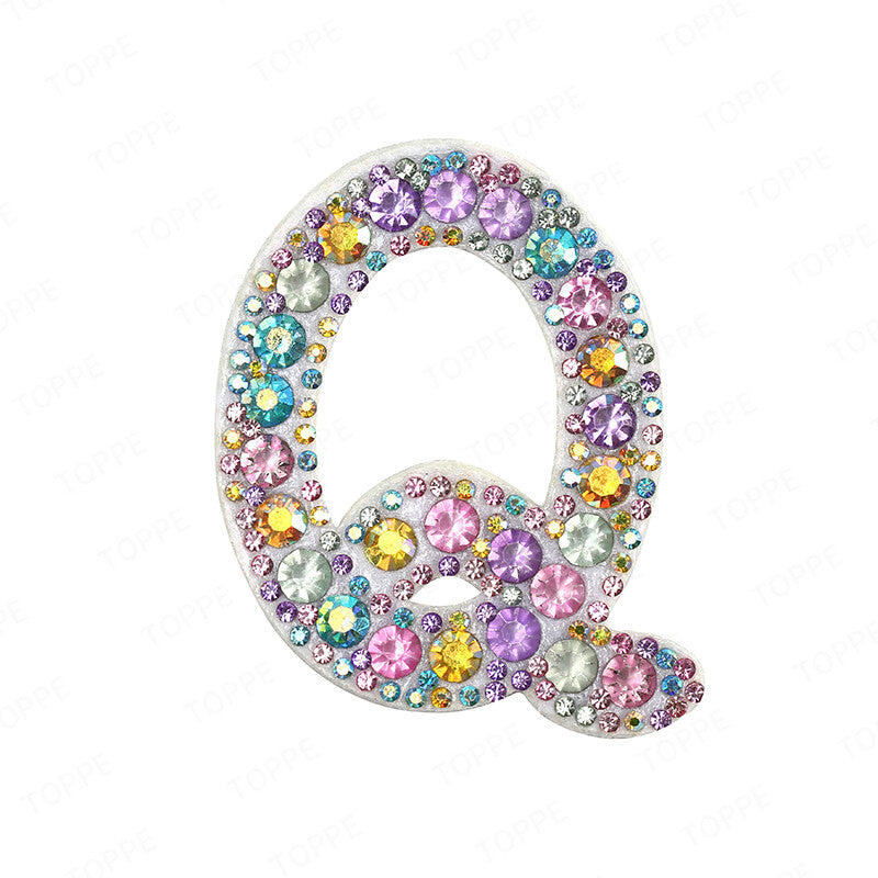 Multicoloured Crystal Rhinestone Letter Patch Patches Iron on Sew on Alphabet