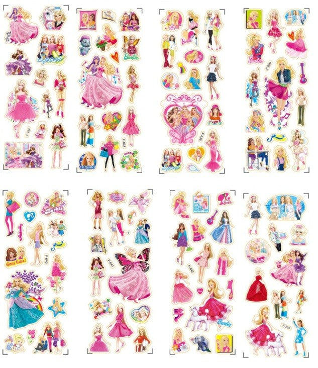 Children's Party Bag Stickers Sheets Kids 3D Puffy Scrap Book Craft Art Sticker - Barbie