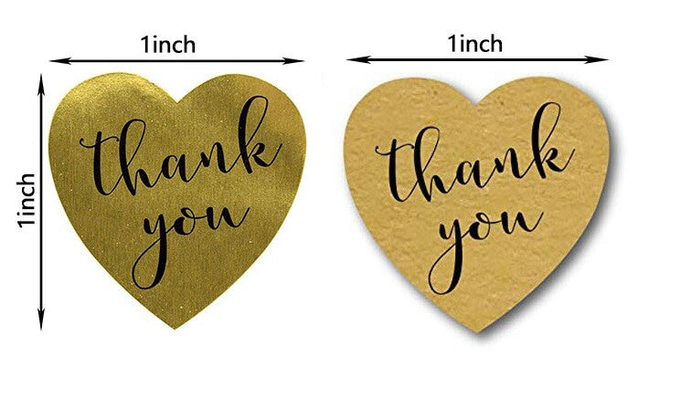 Heart Thank You Labels Stickers Gift Food Seal Homemade Craft 2.5cm