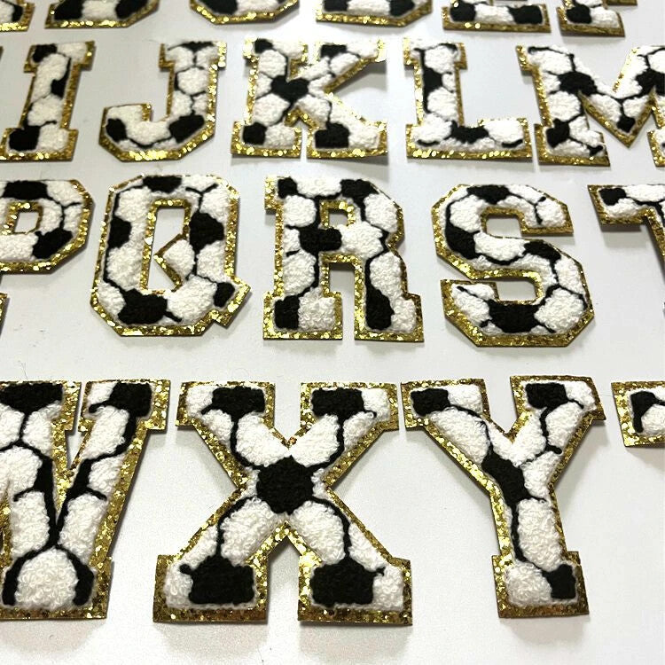 Football Soccer Chenille Patch Letter Patches Iron on Alphabet Embroidery 7.5cm