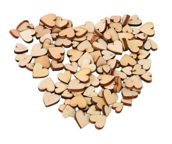 Wedding Valentine Table Decoration Scrapbook Wooden Hearts Worded Love Confetti - Hearts Mix 8-12mm